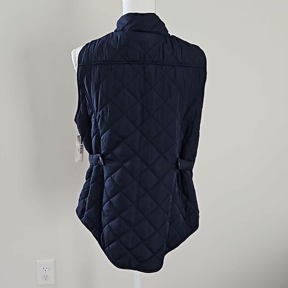 NEW DIRECTIONS Quilted Sleeveless Vest Blue, Diamond Pattern, Snap Closure,L - Picture 7 of 10